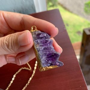Amethyst Slice Pendant Necklace